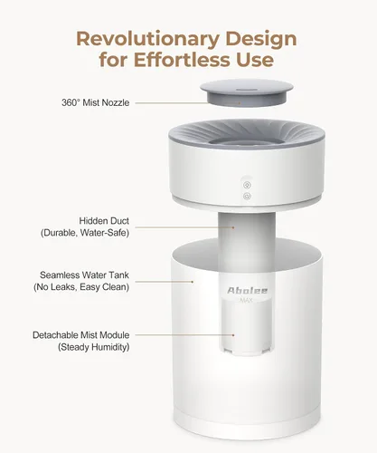 Vista 8 de Abolee Humidificadores para recámara 4.5L de niebla fría con difusor de aceite esencial, humidificador para habitación grande, aire silencioso