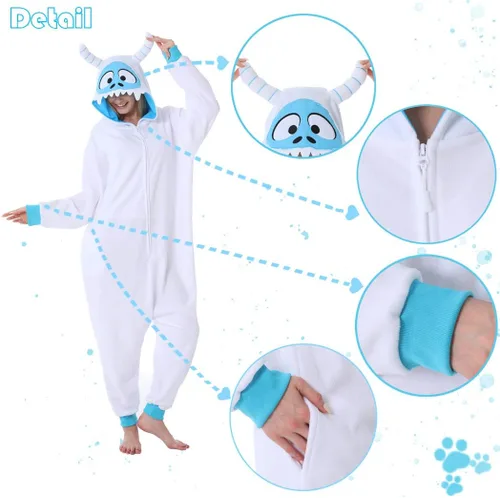 Vista 6 de dressfan Disfraz de monstruo de nieve de animales, disfraz de monstruo, pijama de monstruo para cosplay, Nieve
