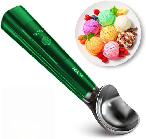 Vista 14 de KYX Cuchara de helado calentada recargable, cuchara eléctrica para helado Blanco