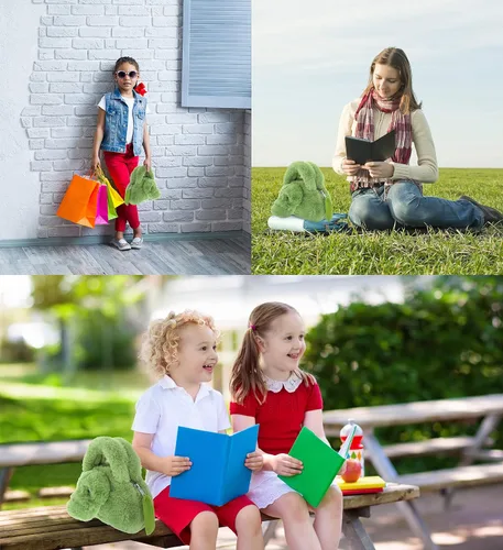 Vista 4 de DolliBu Bolso de peluche de cocodrilo, bolso de peluche súper suave para accesorios de niños, bolsa de mano para niños, bolsa de juguete, juego