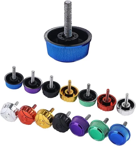 Vista 3 de Pokinge 6 pares de tapones de rosca de repuesto para carrete de pesca, tuercas de tornillo, mango de potencia colorido, accesorios de aparejos