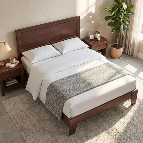 Vista 13 de KOMFOTT Base de cama de madera tamaño twin con cabecero, base de cama de plataforma de madera de acacia sólida, base de cama soportada por listones