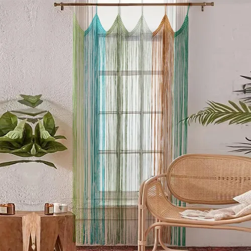 Vista 9 de IOWER Cortina de macramé larga de algodón para ventana, cortinas bohemias para dormitorio, boda, telón de fondo, divisor de habitación, puerta