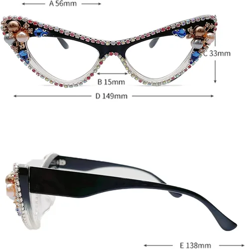 Vista 3 de Gafas de lectura de ojo de gato para mujer, diseño de luz azul para computadora a la moda, bisagras de resorte