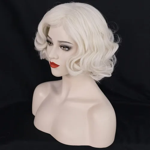 Vista 3 de Peluca rizada rubia para mujer, peluca de cabello rubio ondulado