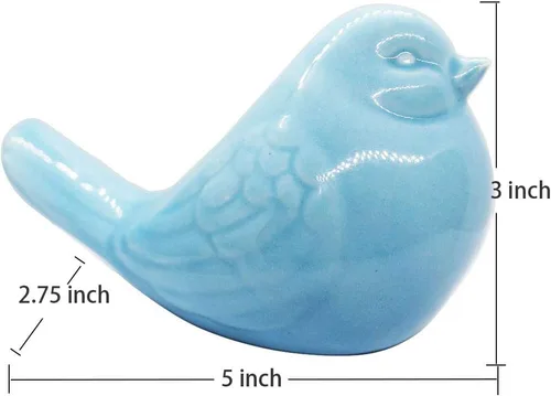 Vista 3 de Nueva figura de pájaro azul, figura de ave regordeta de cerámica, decoración de estatua de pájaro de animales de cabaña para decoración del jardín