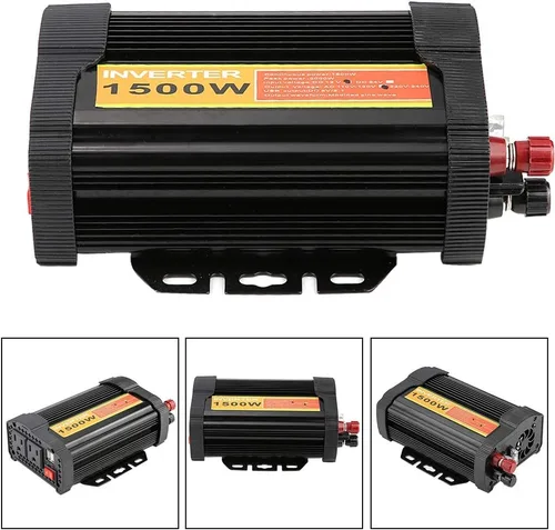 Vista 3 de Qiilu Inversor de corriente para automóvil de 1500 W, 12 V CC a 110 V CA, 1500 W, compatible con automóvil, negro, 1 paquete