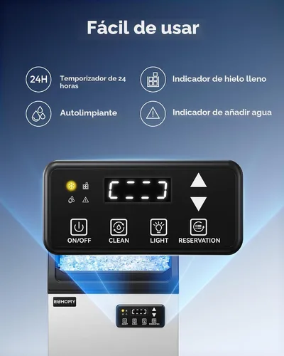 Vista 6 de EUHOMY Máquina comercial para hacer hielo de pepitas, 80 libras/24 horas, máquina de hielo de guijarros debajo del mostrador de acero inoxidable