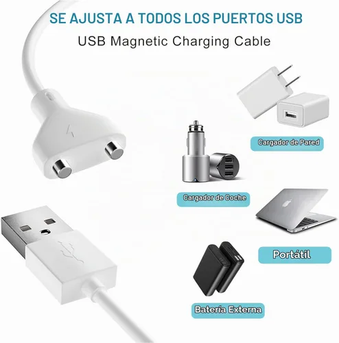Vista 6 de Cable de carga magnético USB DC de 2.7 pies de repuesto para juguetes recargables, masajeadores cepillo de dientes eléctrico (0.197 in)