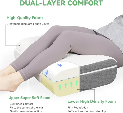 Vista 4 de baibu Almohada de elevación de piernas de doble capa para soporte de piernas y rodilla, almohada de elevación de pies para dormir, circulación