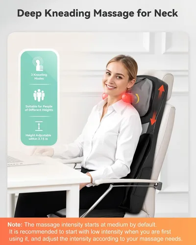 Vista 5 de Snailax Almohada Completa de Masaje para Silla, Masajeador de Cuello y Espalda con Calor, 4D Shiatsu Personalizable, Masaje Punto, Rodillo