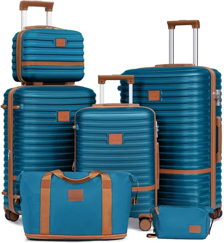 Vista 27 de Juego de maletas Joyway de 3 piezas, juego de maletas extensibles de cabina con rueda giratoria, juego de maletas de carcasa dura con candado TSA