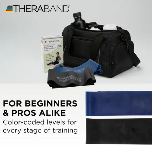 Vista 7 de THERABAND Juego de bandas de resistencia, bandas elásticas para ejercicio y terapia física, entrenamiento de fuerza para fitness superior e inferior