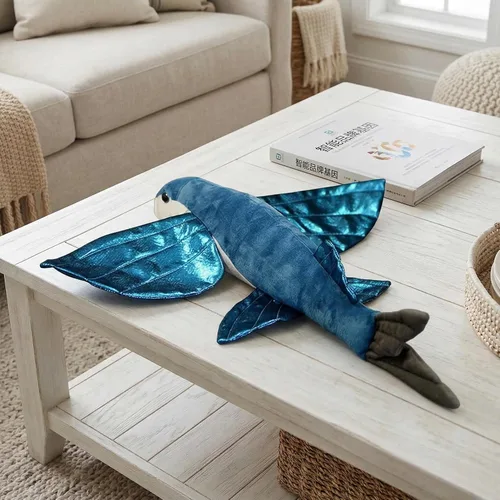 Vista 3 de Animales de peluche realistas de pez volador, simulación de 18.5 pulgadas, juguete de peluche de pez volador realista azul, modelo de criaturas