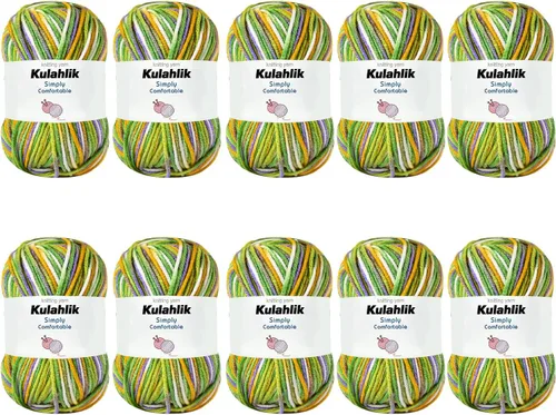 Vista 59 de 50g (1x50g) Hilo Acrílico para Crochet y Tejido, Hilo Degradado Colorido, 1 Rollo de Madejas, Hilo Acrílico Multicolor, Perfecto para Proyectos