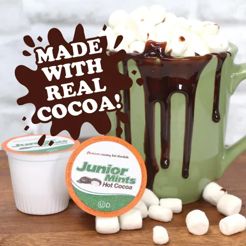 Vista 4 de Junior Mints - Cápsulas de cacao caliente, sabor a menta y chocolate, compatibles con cafeteras Keurig K-Cup, 12 unidades, refrescante sabor menta