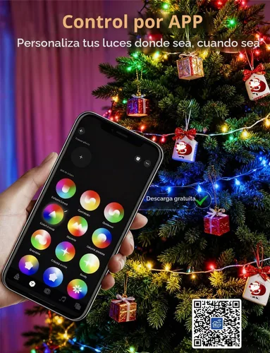 Vista 3 de echosari Guirnalda de luces de Navidad, 100 luces LED inteligentes de 33 pies, millones de colores que cambian con la aplicación, sincronización