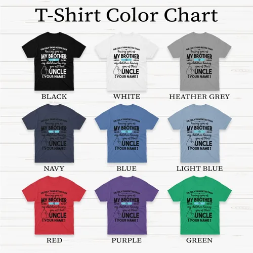 Vista 3 de AizelMae Camiseta personalizada con nombre, texto en color, cita de mi hermano y tío, diseño de tus propias camisas a juego, ropa de disfraz