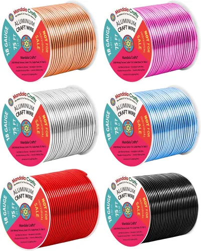 Vista 280 de Mandala Crafts - Alambre de aluminio anodizado de calibre 22 para hacer joyas - 137.2 m de alambre flexible surtido y coloreado - Doble para bonsái