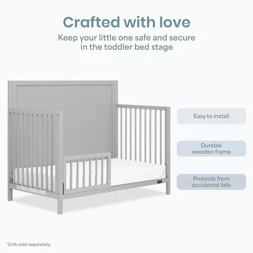 Vista 5 de Evolur Dream On Me Dilian - Riel convertible para cuna infantil en gris guijarro