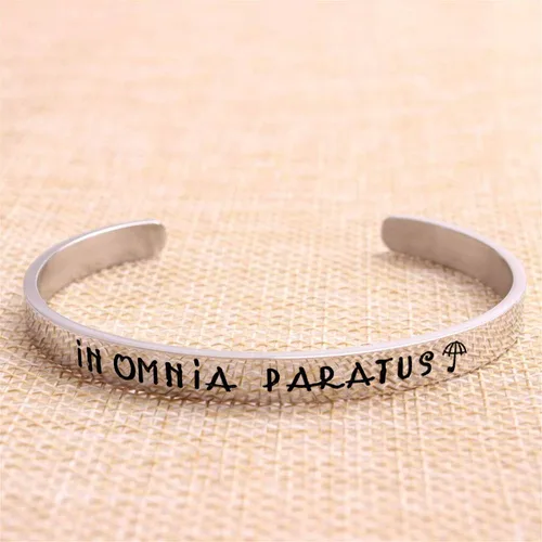 Vista 3 de Jvvsci Pulsera In Omnia Paratus, regalo motivacional inspirador, regalo para mejores amigos, el lema de la brigada de la vida y la muerte, listo