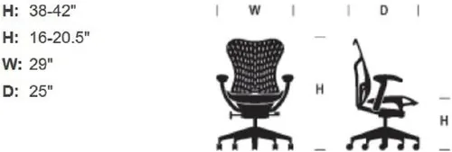 Vista 2 de Herman Miller Silla Mirra 2 - Limitador de inclinación y ángulo del asiento, respaldo de mariposa