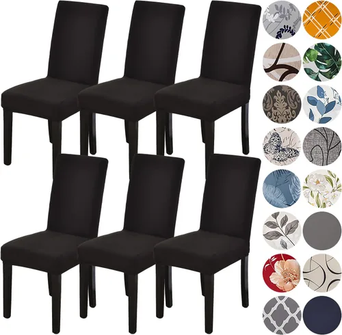 Vista 39 de HZDHCLH Juego de 4 fundas para sillas de comedor color burdeos, fundas elásticas de elastano para sillas Parsons, paquete de 4, fundas de asiento