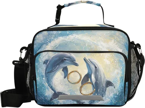 Vista 17 de Vangogh - Lonchera para niños con diseño de noche estrellada, organizador de doble aislamiento, impermeable y reutilizable, bolsa de comida