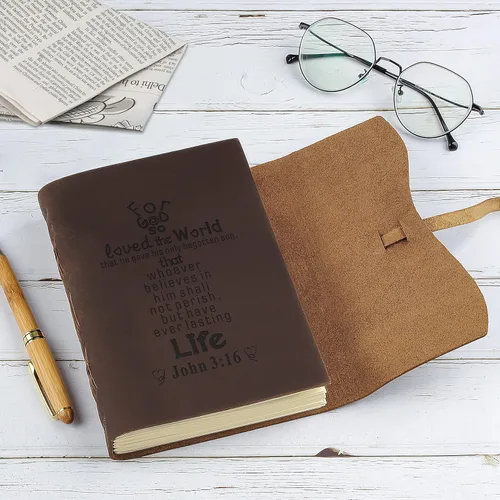 Vista 5 de Diarios de cuero personalizados para cuadernos bíblicos cristianos personalizados de 5 x 7 pulgadas, cuaderno de bocetos, diario de viaje, regalos