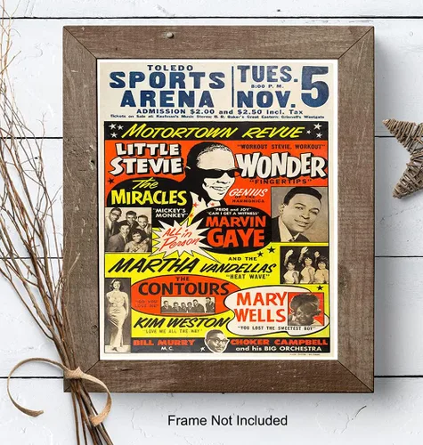 Vista 7 de Motown Black Music - Arte de pared afroamericano - Arte negro - Cultura afroamericana - Historia - Stevie Wonder, carteles de concierto de Marvin