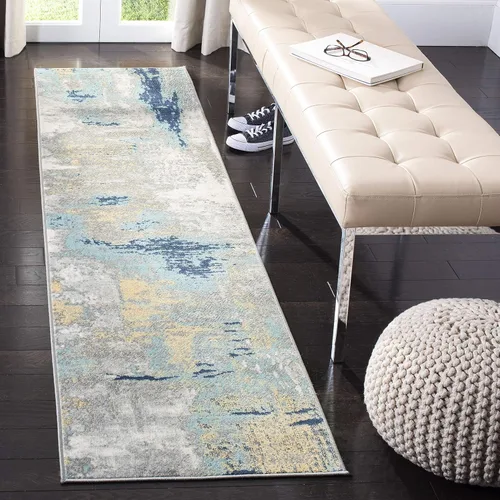 Vista 8 de SAFAVIEH Jasper Collection - Alfombra decorativa de 2 x 4 pies, azul y marfil, diseño abstracto moderno, no desprende pelusa y de fácil cuidado