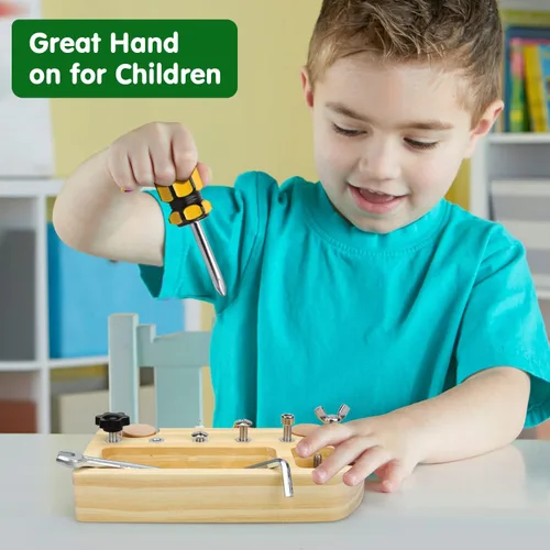 Vista 4 de TOY Life Juego de tablero de destornillador Montessori de madera para niños pequeños y niños de 3, 4, 5 años, juguetes sensoriales de autobús