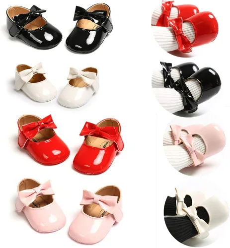 Vista 2 de Mocasines para bebé de princesa brillante Mary Jane vestidos zapatos de primera calidad ligeros suela suave zapatos para cuna zapatos para niños
