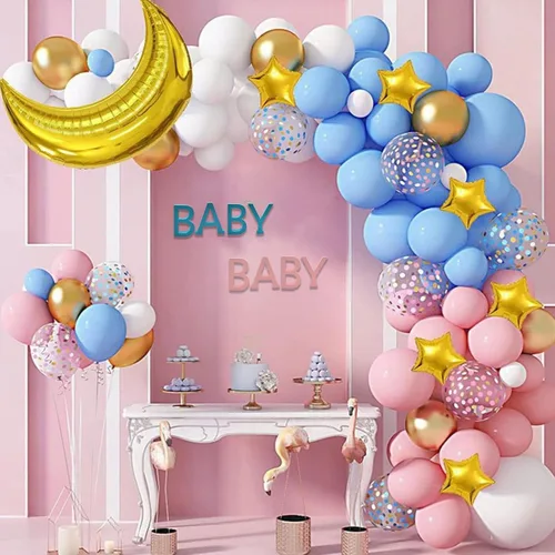 Vista 5 de Decoraciones de mesa de baby shower, 4 piezas separadas de madera para bebé, bloques de letras de madera, centros de mesa rosados, para decoración