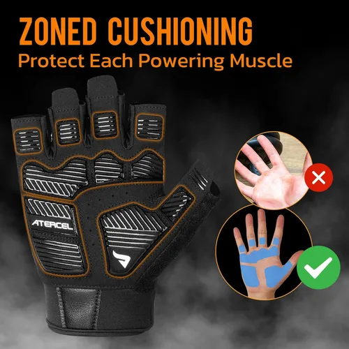 Vista 2 de ATERCEL Guantes de entrenamiento de gimnasio para hombres y mujeres, guantes de levantamiento de pesas con excelente agarre, guantes ligeros