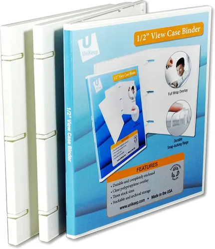 Vista 17 de UniKeep Carpeta de 3 anillos – La carpeta está totalmente cerrada, disponible en blanco, transparente o negro y en diferentes tamaños de lomo
