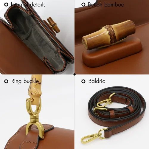 Vista 7 de Bolso de mano para mujer, bolso cruzado con asa superior en forma de bambú