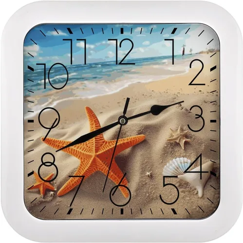 Vista 10 de 10" Square Modern Wall Clock,Animal Cockerel Print Kitchen Clocks Wall Battery Operated,Silent Non Ticking Unique Funny Cute Wall Clock for Living