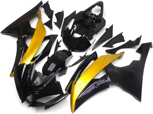 Vista 2 de Kit de carenado negro dorado para Yamaha YZF R6 ABS carenados de plástico ABS 2009 2010 2011 2012 2013 2014 2015 2016 Negro Oro 2