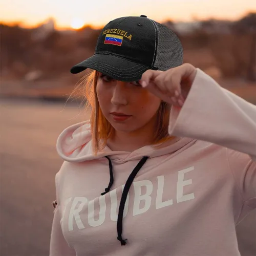 Vista 5 de Richardson Trucker - Sombrero de malla con bandera de Venezuela, bordado de algodón, para hombre y mujer