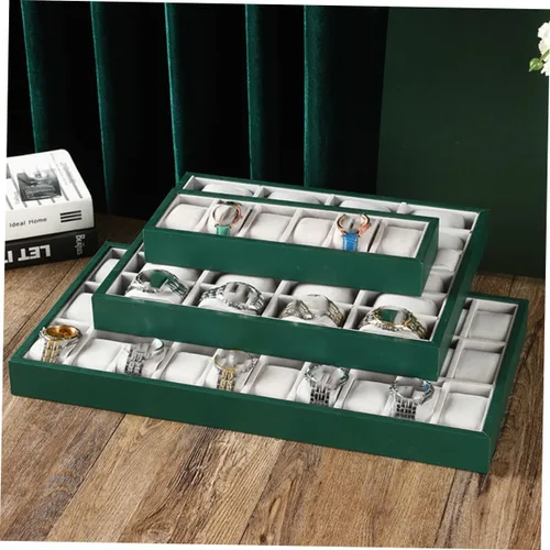 Vista 4 de NOLITOY 6-Grid Reloj de almacenamiento reloj inteligente para hombres joyas pulseras pendientes titulares reloj organizador bandeja hombre reloj
