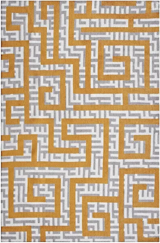 Vista 2 de Modway Nahia - Alfombra geométrica de laberinto de 5 x 8 pies, color marfil, gris claro y amarillo plátano