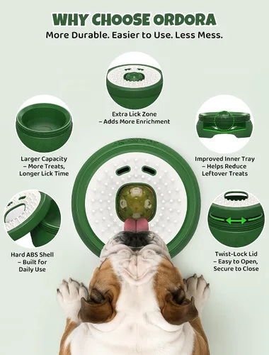 Vista 10 de ORDORA Slow Feeder Dog Lick Bowl with Rolling Ball for Liquids and Spreads