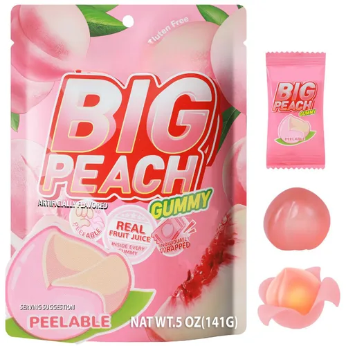 Vista 12 de MetaVita - Dulce de mango grande gomoso – Gomitas de mango pelables envueltas individualmente con puré real puro – Gomoso, sin gluten – Total 282g