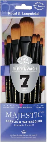 Vista 9 de Majestic Royal & Langnickel Juego de pinceles redondos con mango estándar para todos los medios a base de agua, 13 piezas