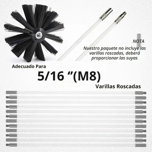 Vista 7 de Cabezal de cepillo limpiador de ventilación de secadora de 6 pulgadas, cepillo de limpieza de conductos con eje hexagonal de 3/8 pulgadas