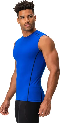 Vista 2 de DEVOPS Paquete de 3 camisas de compresión atléticas sin mangas para hombre 1# (paquete de 3) negro/azul/blanco