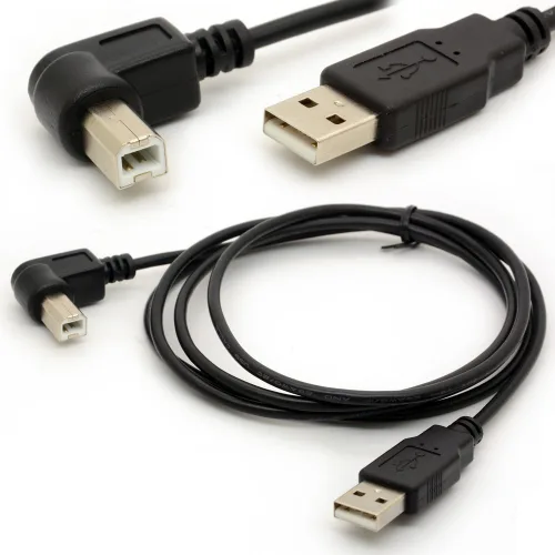 Vista 7 de 1.5M USB a cable adaptador de impresora (abajo) 90 Degree USB 2.0 A Male to B Down Angle Plug Converter Lead 480Mbps High Speed Adaptor Scanner