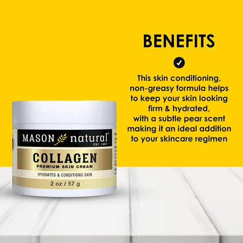 Vista 2 de MASON NATURAL Crema de colágeno prémium para la piel, antienvejecimiento para rostro y cuerpo, hidratante diario para hidratación y firmeza, aroma a
