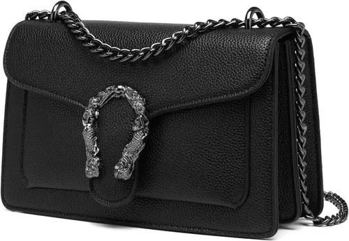 Vista 21 de Travistar Bolsos cruzados para mujer, bolsos pequeños de piel sintética, bolso de hombro, bolso de noche, bolsos acolchados con correa de cadena